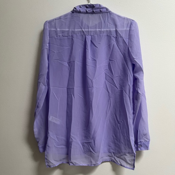 Forever 21 Purple Chiffon Shirt with Monochromatic Studded Collar S - Picture 4 of 4